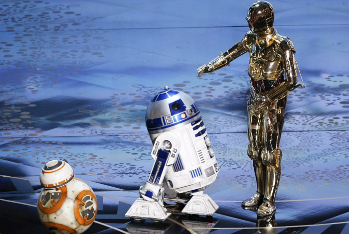    " " -  BB-8, R2D2  C3P-O    ""